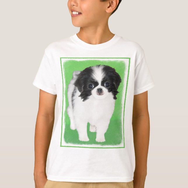 Japanese Chin Puppy Painting - Original Dog Art T-Shirt (Front)