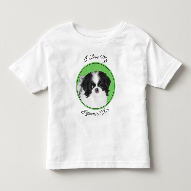 Japanese Chin Puppy Painting - Original Dog Art Toddler T-Shirt (Front)