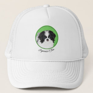 Japanese Chin Puppy Painting - Original Dog Art Trucker Hat