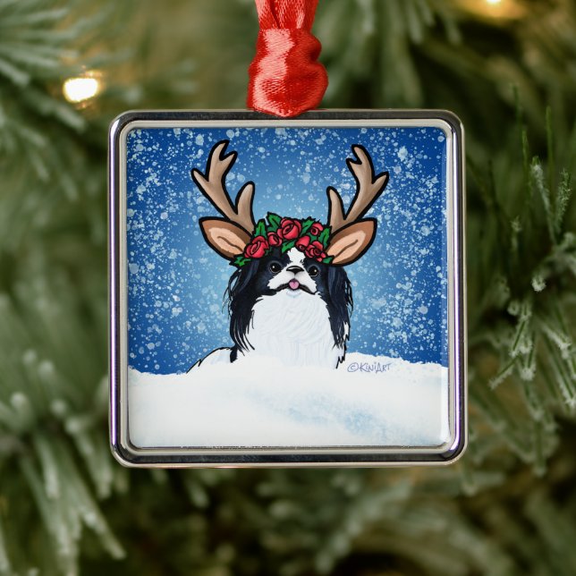 Japanese Chin Reindeer Metal Ornament (Tree)