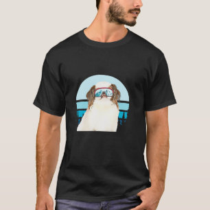 Japanese Chin Skiing Winter Mountain Ski Dog Lover T-Shirt
