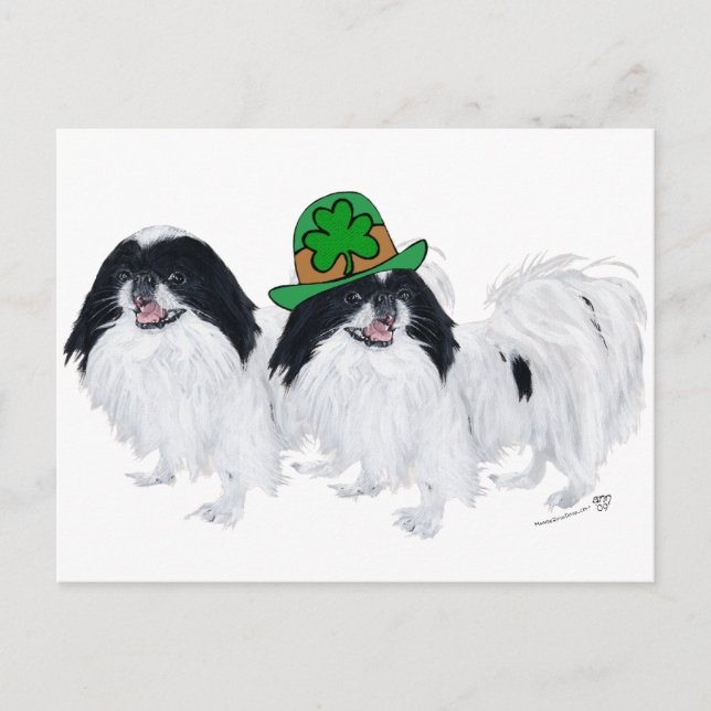 Japanese Chin St. Patrick's Day Postcard (Front)