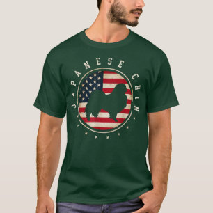 Japanese Chin USA Flag 4th July Dog Mum Dad T-Shirt