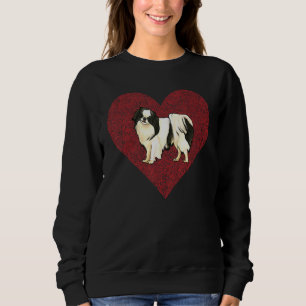 Japanese Chin Valentines Day Dog Love Fingerprint Sweatshirt