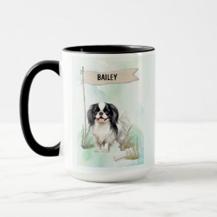 Japanese Chin Watercolor Personalised Dog Mug