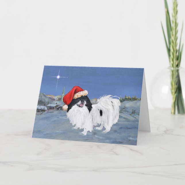 Japanese Chin Winter Night Holiday Card (Front)