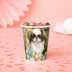 Japanese Chin with Easter Eggs Paper Cups
