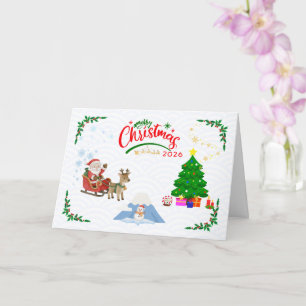 Japanese Christmas Card 2026 with Mount Fuji, Sant