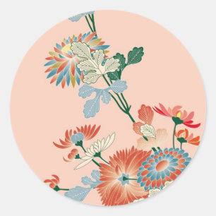 Japanese Chrysanthemum Classic Round Sticker