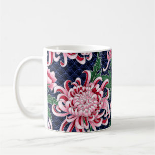 Japanese Chrysanthemum Peonies Vintage Pattern Coffee Mug