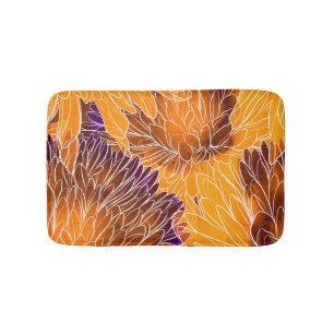 Japanese Chrysanthemum: Watercolor Seamless Patter Bath Mat