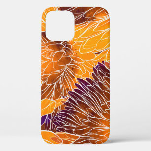 Japanese Chrysanthemum: Watercolor Seamless Patter iPhone 12 Case