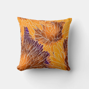 Japanese Chrysanthemum: Watercolor Seamless Patter Cushion