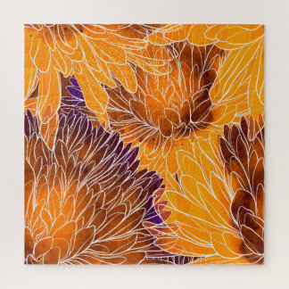 Japanese Chrysanthemum: Watercolor Seamless Patter Jigsaw Puzzle