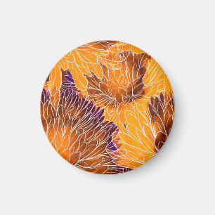 Japanese Chrysanthemum: Watercolor Seamless Patter Magnet