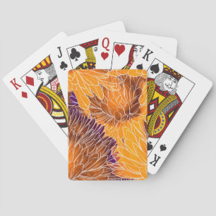 Japanese Chrysanthemum: Watercolor Seamless Patter Playing Cards