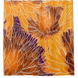 Japanese Chrysanthemum: Watercolor Seamless Patter Shower Curtain