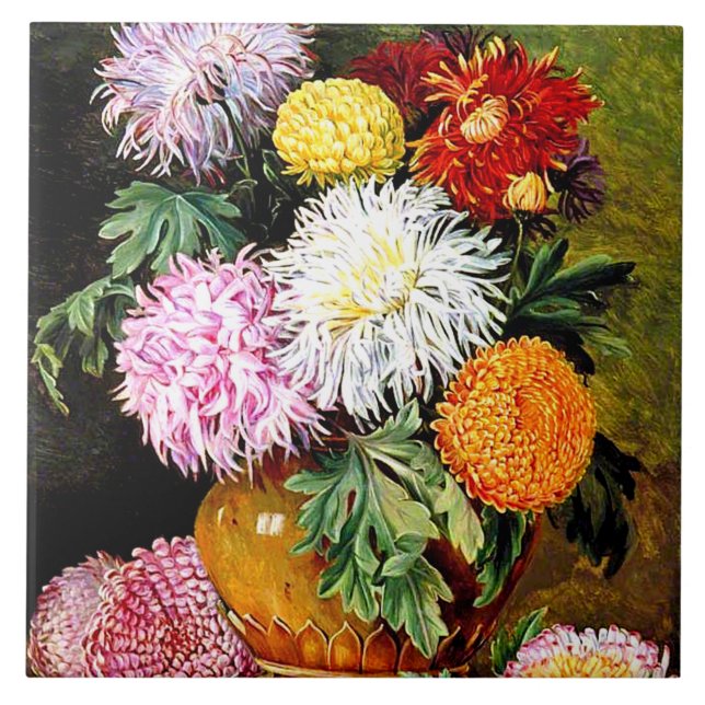 Japanese Chrysanthemums, famous painting, Tile (Front)