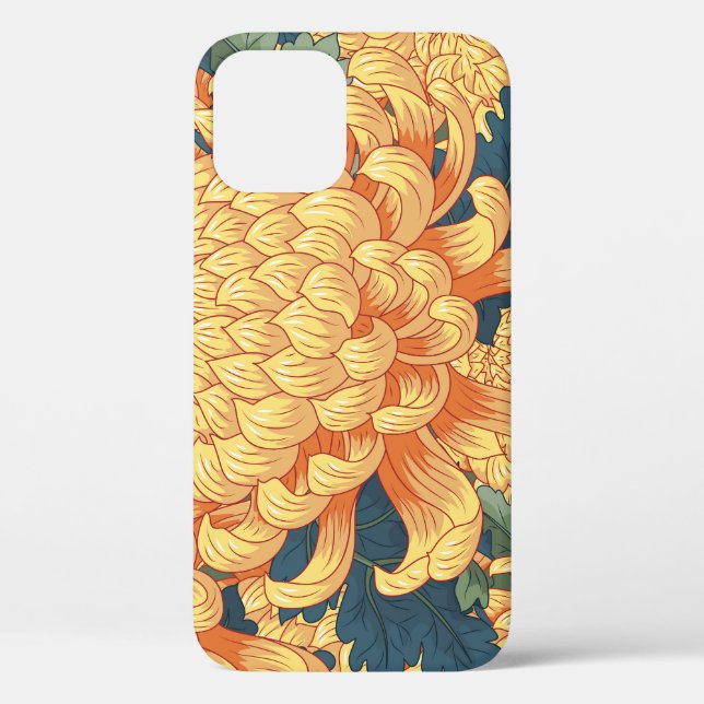 Japanese chrysanthemums: yellow floral pattern. Case-Mate iPhone case (Back)