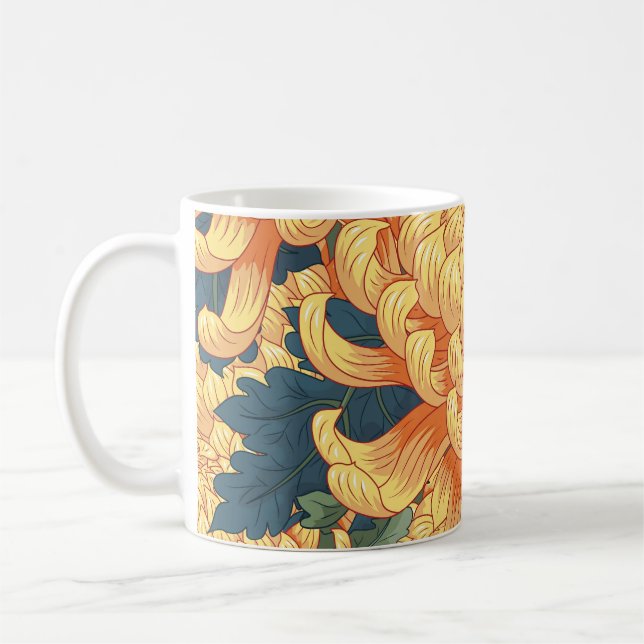 Japanese chrysanthemums: yellow floral pattern. coffee mug (Left)