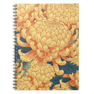 Japanese chrysanthemums: yellow floral pattern. notebook