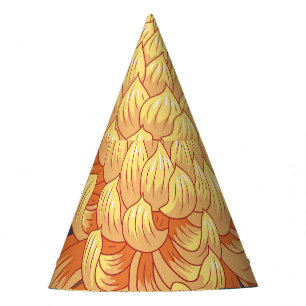 Japanese chrysanthemums: yellow floral pattern. party hat