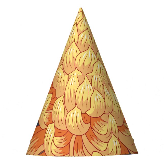 Japanese chrysanthemums: yellow floral pattern. party hat (Front)