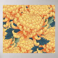Japanese chrysanthemums: yellow floral pattern.