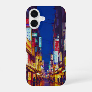 Japanese City Street At Night iPhone 16 Case