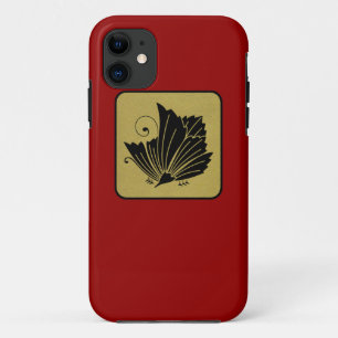 Japanese Clan Kamon Red Laquer and Gold Butterfly Case-Mate iPhone Case