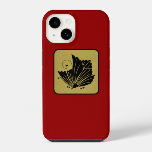 Japanese Clan Kamon Red Laquer and Gold Butterfly iPhone 14 Case