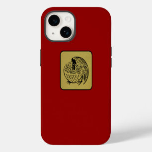 Japanese Clan Kamon Red Laquer and Gold Rooster iPhone 14 Case