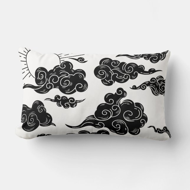 Japanese Cloud Pattern Aesthetic Lumbar Cushion (Front)