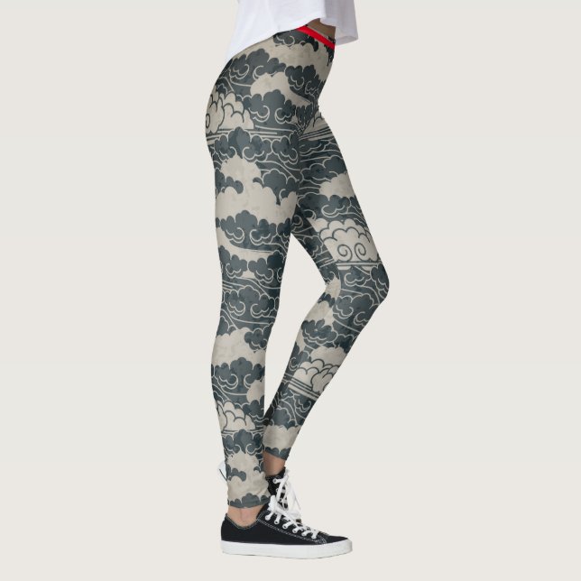 JAPANESE CLOUD PATTERN WITH HUMMINGBIRD LEGGINGS (Right)