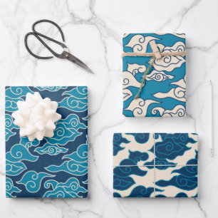 Japanese Cloud Pattern Wrapping Paper Sheet
