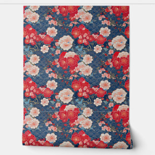 Japanese clouds and flowers wallpaper