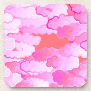 Japanese Clouds, Dawn, Orchid Pink and Coral   Coaster