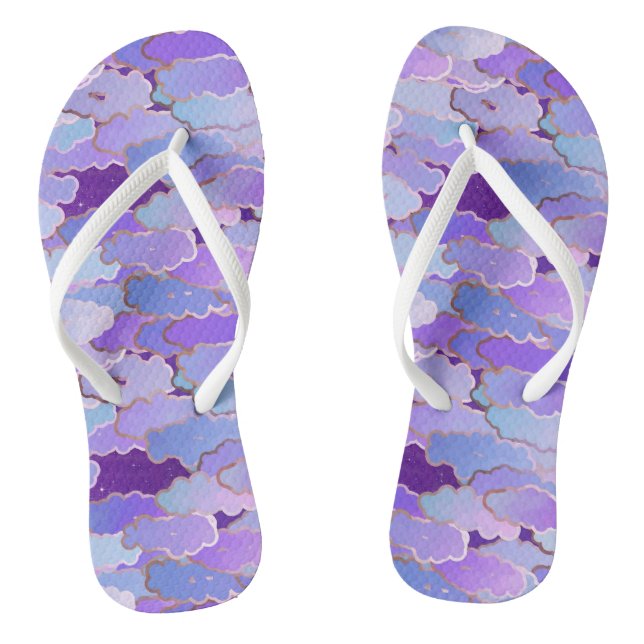Japanese Clouds, Dawn, Twilight, Deep Purple Jandals (Footbed)
