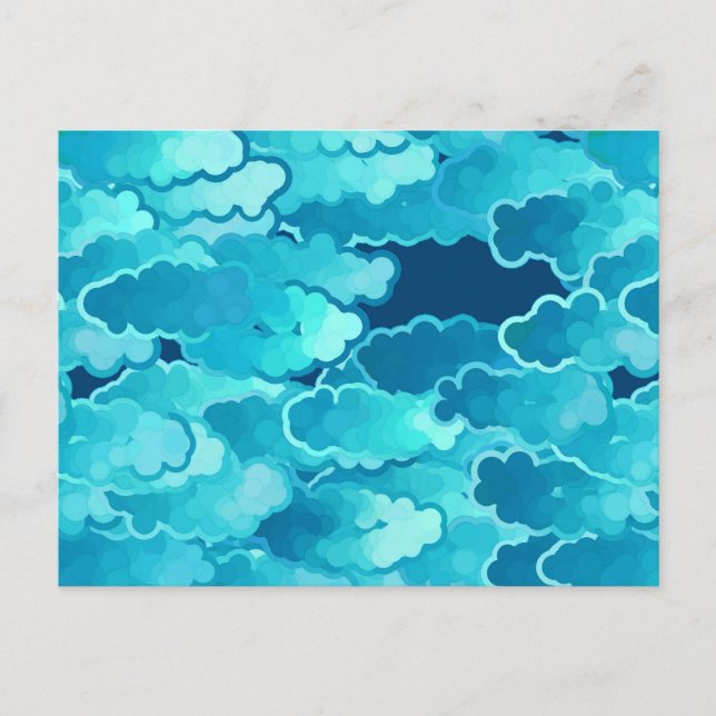 Japanese Clouds, Evening Sky, Turquoise and Indigo Postcard (Front)