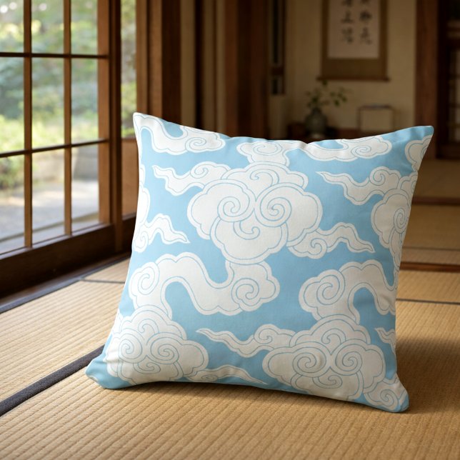 Japanese Clouds Stencil Ise Katagami Pattern Cushion (Creator Uploaded)
