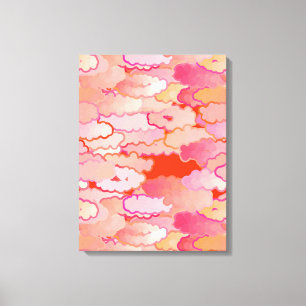 Japanese Clouds, Sunset, Coral, Fuchsia, Pink Canvas Print