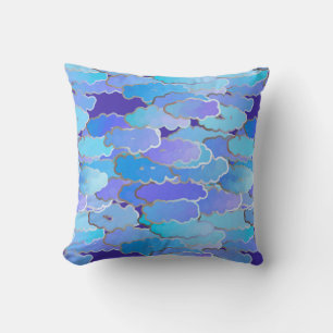 Japanese Clouds, Twilight, Violet and Cobalt Blue Cushion
