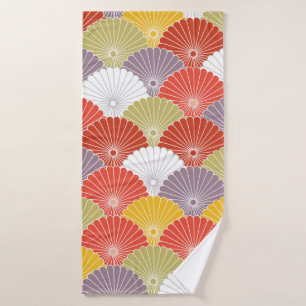 Japanese Colorful Flower Wave vintage Seamless Pat Bath Towel