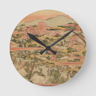 Japanese Countryside Round Clock