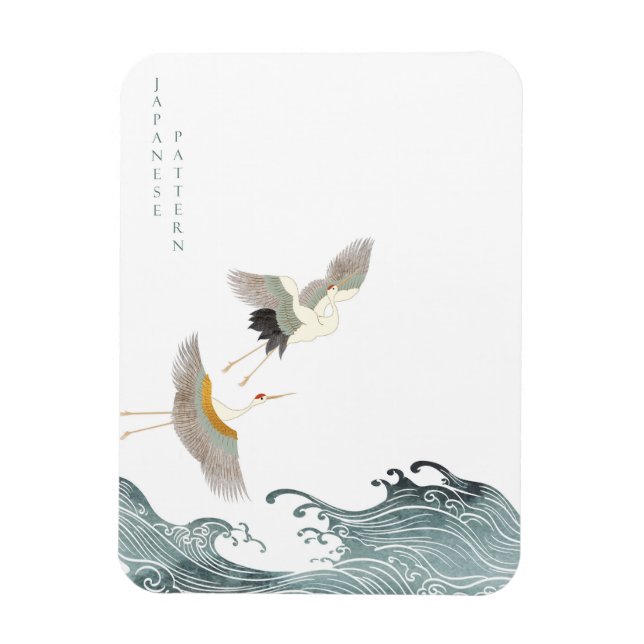 Japanese crane art magnet (Vertical)