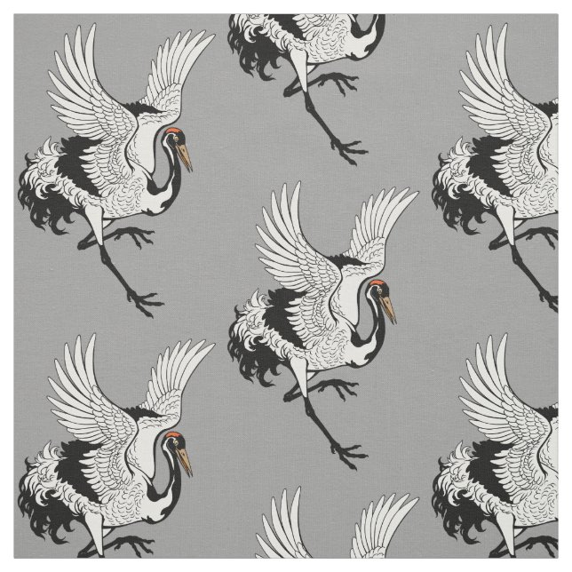 Japanese crane bird fabric (Swatch)