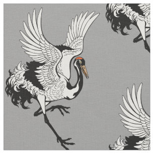 Japanese crane bird fabric