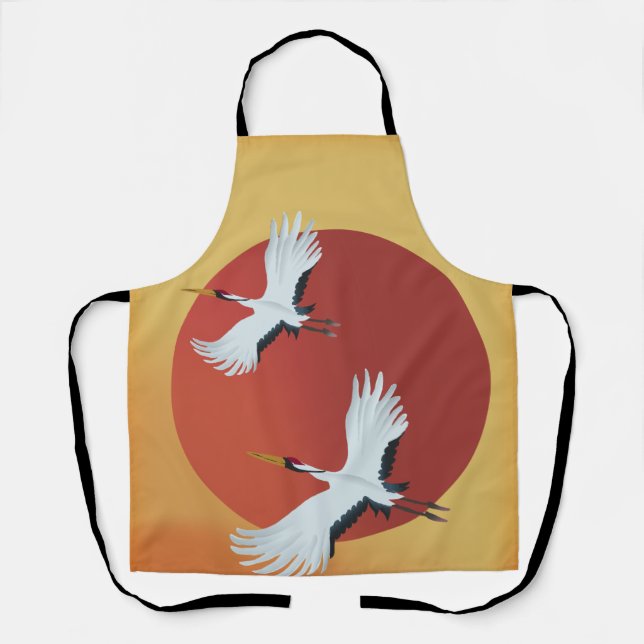 Japanese Crane birds Apron (Front)
