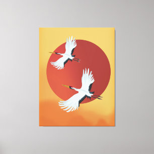 Japanese Crane birds Canvas Print