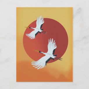 Japanese Crane birds Postcard